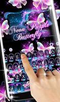 Glitter Neon Purple Butterfly Keyboard Theme captura de pantalla 3