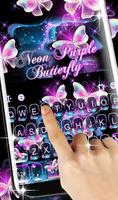 برنامه‌نما Glitter Neon Purple Butterfly Keyboard Theme عکس از صفحه