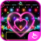 Colorful Neon Sparkling Heart Keyboard Theme آئیکن