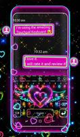 Colorful Neon Sparkling Heart Keyboard Theme اسکرین شاٹ 1
