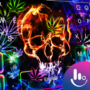 Colorful Neon Skull Weed Keyboard Theme APK