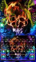 Colorful Neon Skull Weed Keyboard Theme Affiche