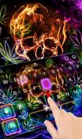 Colorful Neon Skull Weed Keyboard Theme capture d'écran 2