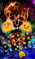 Colorful Neon Skull Weed Keyboard Theme capture d'écran 3
