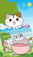 3D adorable cup cat Keyboard Theme poster