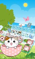 3D adorable cup cat Keyboard Theme screenshot 1