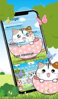 3D adorable cup cat Keyboard Theme screenshot 2
