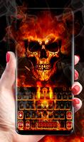 3D Fire Burning Skull Keyboard Theme plakat