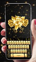 Lustrous Black Golden Rose Keyboard poster