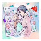 Cartoon Couple Color Painting Keyboard biểu tượng