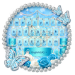 Blue Glitter Diamond Butterfly keyboard Theme