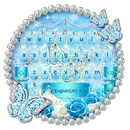 Blue Glitter Diamond Butterfly keyboard Theme APK