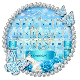 Blue Glitter Diamond Butterfly keyboard Theme icône