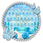 Blue Glitter Diamond Butterfly keyboard Theme آئیکن