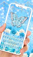 Blue Glitter Diamond Butterfly keyboard Theme โปสเตอร์