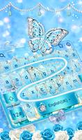 Blue Glitter Diamond Butterfly keyboard Theme imagem de tela 1