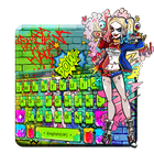 Modern Joker Girl Graffiti Keyboard آئیکن