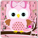 Búho con moño rosa Tema del Teclado APK
