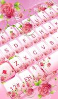Pink Flower Keyboard Theme постер