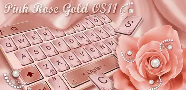 Pink Rose Gold Diamond Drops Keyboard Theme