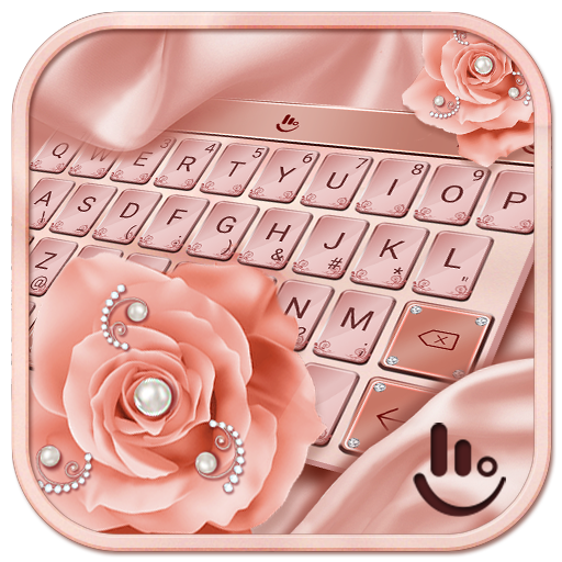 Pink Rose Gold Diamond Drops Keyboard Theme