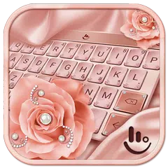 Скачать Pink Rose Gold Diamond Drops Keyboard Theme APK