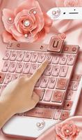 برنامه‌نما Pink Rose Gold Diamond Drops Keyboard Theme عکس از صفحه