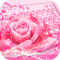 Pink Rose Water Drops Keyboard Theme