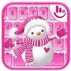 Icona Cute Cartoon Winter Pink Snowman Keyboard Theme