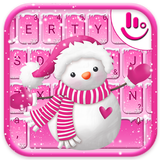Cute Cartoon Winter Pink Snowman Keyboard Theme иконка