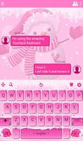 Cute Cartoon Winter Pink Snowman Keyboard Theme スクリーンショット 1