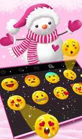 Cute Cartoon Winter Pink Snowman Keyboard Theme screenshot 3