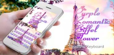 Purple Romantic Eiffel Tower Keyboard Theme