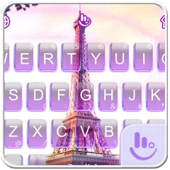 Скачать Purple Romantic Eiffel Tower Keyboard Theme APK