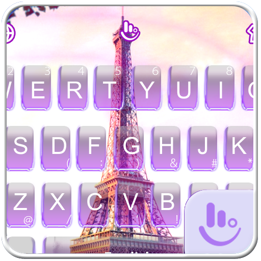 Purple Romantic Eiffel Tower Keyboard Theme