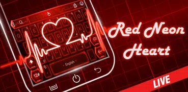 Live 3D Red Neon Heart Keyboard Theme