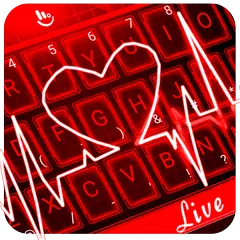 Live 3D Red Neon Heart Keyboard Theme APK 下載