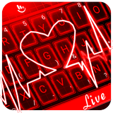 Live 3D Red Neon Heart Keyboard Theme Zeichen