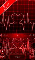 Live Red Neon Heart Tema Keyboard poster