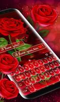 Romantic Flower Red Rose Sparkling Keyboard Theme syot layar 2