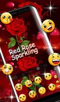 Romantic Flower Red Rose Sparkling Keyboard Theme syot layar 3