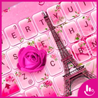 Pink Romantic Rose Paris Keyboard Theme icône