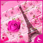 Pink Romantic Rose Paris Keyboard Theme icono