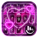 Sparkling Neon Purple Hearts Light Keyboard Theme APK