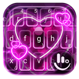 Sparkling Neon Purple Hearts Light Keyboard Theme Zeichen