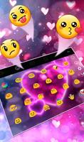 Sparkling Neon Purple Hearts Light Keyboard Theme capture d'écran 3