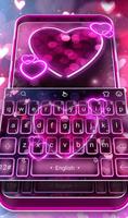 Sparkling Neon Purple Hearts Light Keyboard Theme Affiche