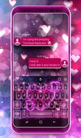 Sparkling Neon Purple Hearts Light Keyboard Theme capture d'écran 1