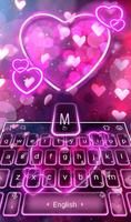 Sparkling Neon Purple Hearts Light Keyboard Theme capture d'écran 2