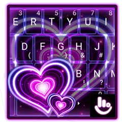 Скачать Тема для клавиатуры Искрящееся пурпурное сердце APK